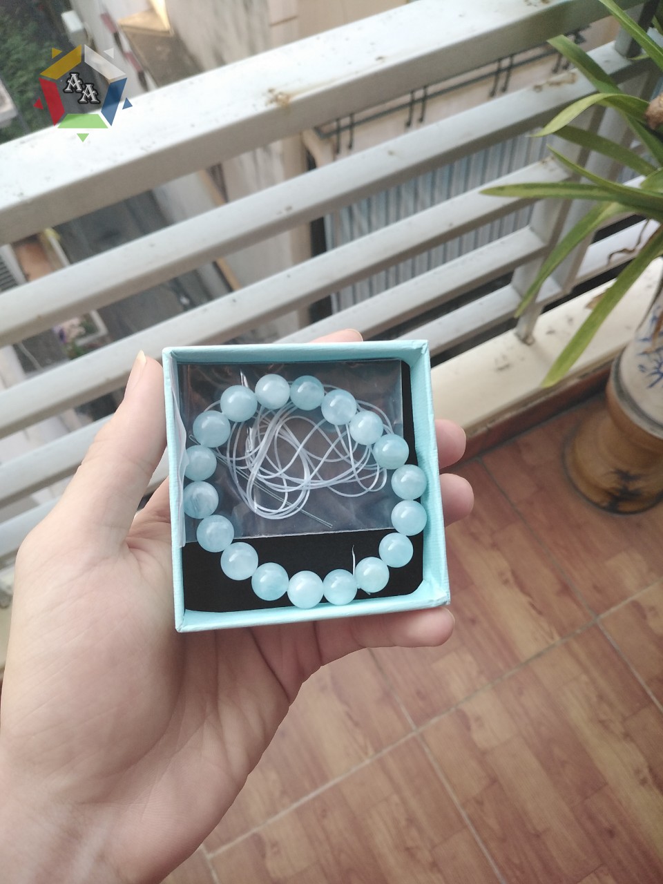 Vong da Aquamarine 10 ly den tay khach hang - San pham tai Da quy An An Vòng đá Aquamarine tại Đá quý An An