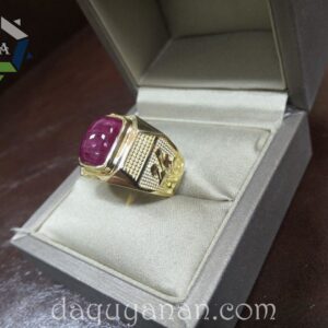 Mặt nhẫn ruby + vàng 18k cho nam