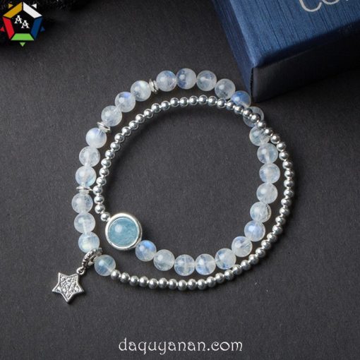 Vòng đá mặt trăng mix bạc